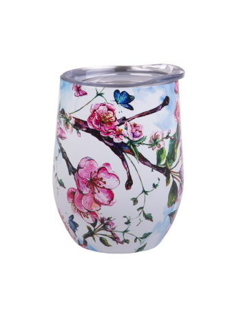 Oasis Stainless Steel Double Wall Insulated Wine Tumbler 330ml - SPRING BLOSSOM