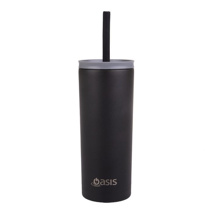 Oasis Super Sipper Insulated Tumbler W Silicone Head Straw 600ml - BLACK-3