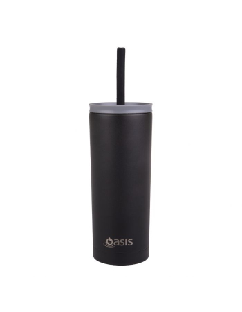 Oasis Super Sipper Insulated Tumbler W Silicone Head Straw 600ml - BLACK