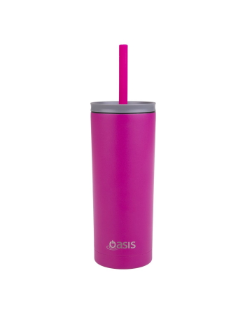 Oasis Super Sipper Insulated Tumbler W Silicone Head Straw 600ml - FUCHSIA