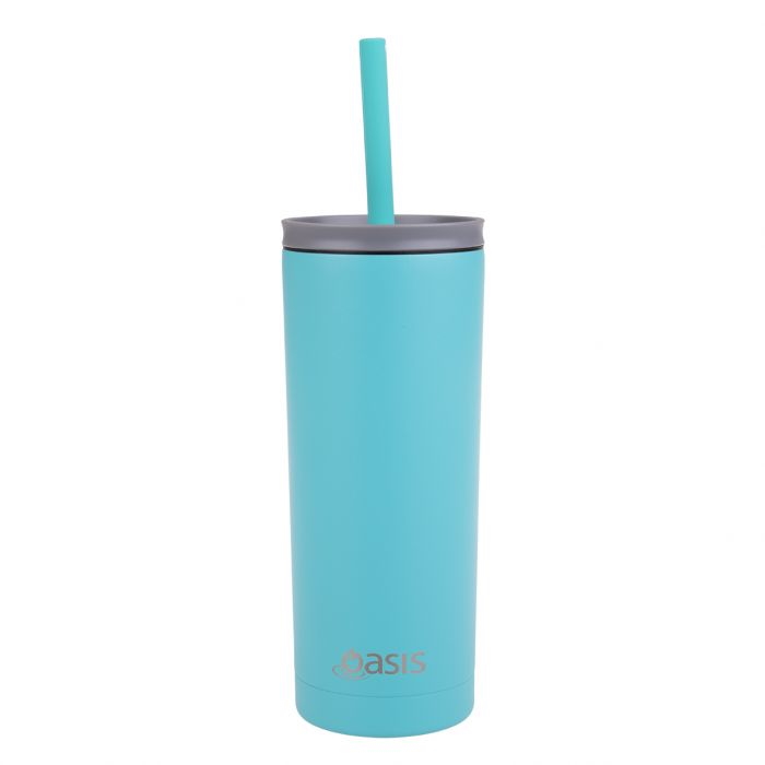 Oasis Super Sipper Insulated Tumbler W Silicone Head Straw 600ml - TURQUOISE