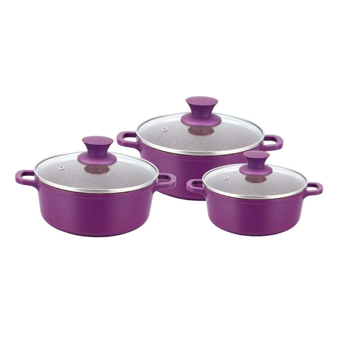 Wonderchef Granite Range Die-Cast Casserole Set – 6 Pc - Purple-1