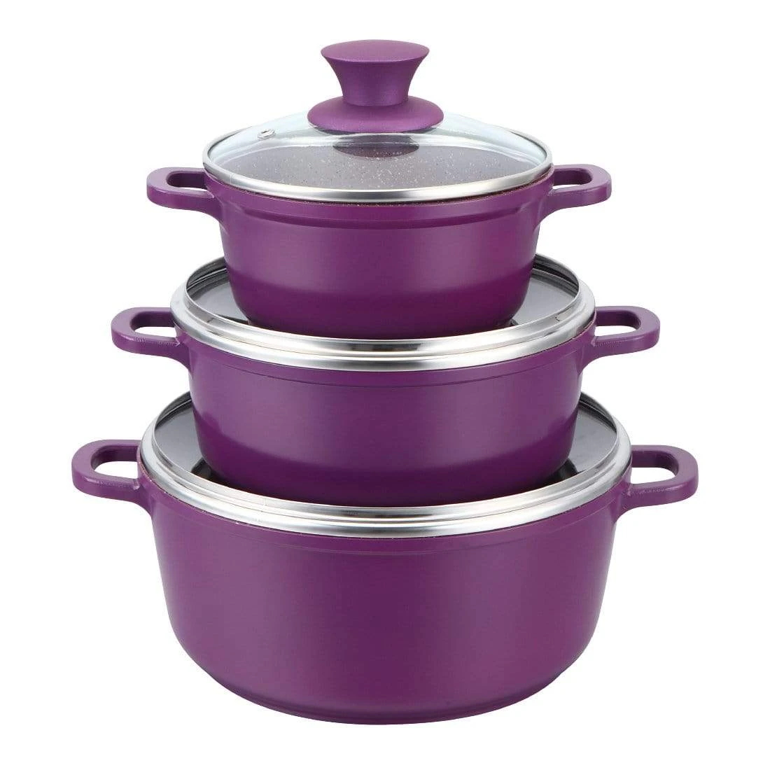 Wonderchef Granite Range Die-Cast Casserole Set – 6 Pc - Purple-4