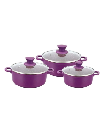 Wonderchef Granite Range Die-Cast Casserole Set – 6 Pc - Purple