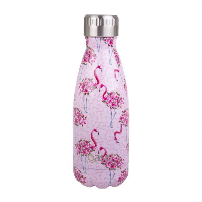 Oasis Stainless Steel Double Wall Insulated Drink Bottle 350ml - FLAMINGOS