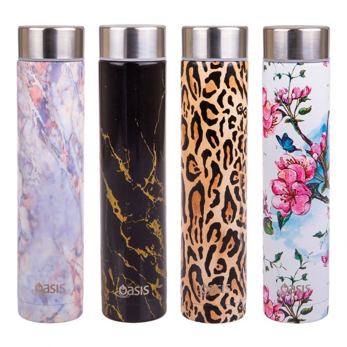 Oasis Skinny Mini Stainless Steel Double Wall Insulated Drink Bottle 250ml - 4 Asst. Designs-1