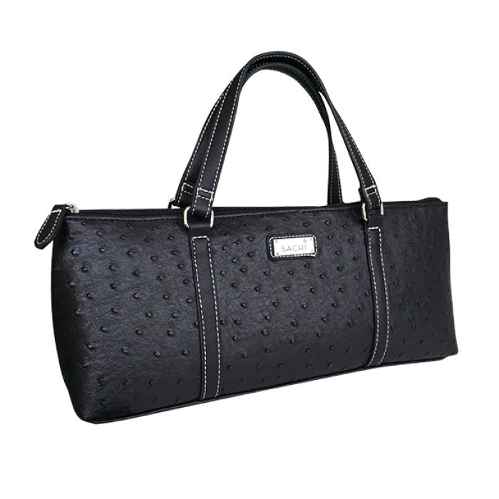 Sachi Insulated Wine Purse Ostrich Black-2