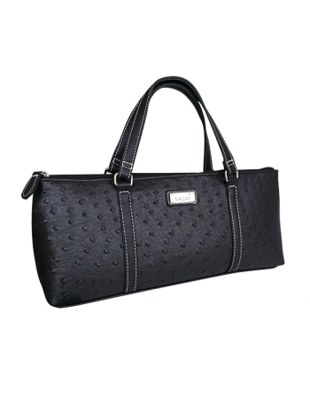 Sachi Insulated Wine Purse Ostrich Black