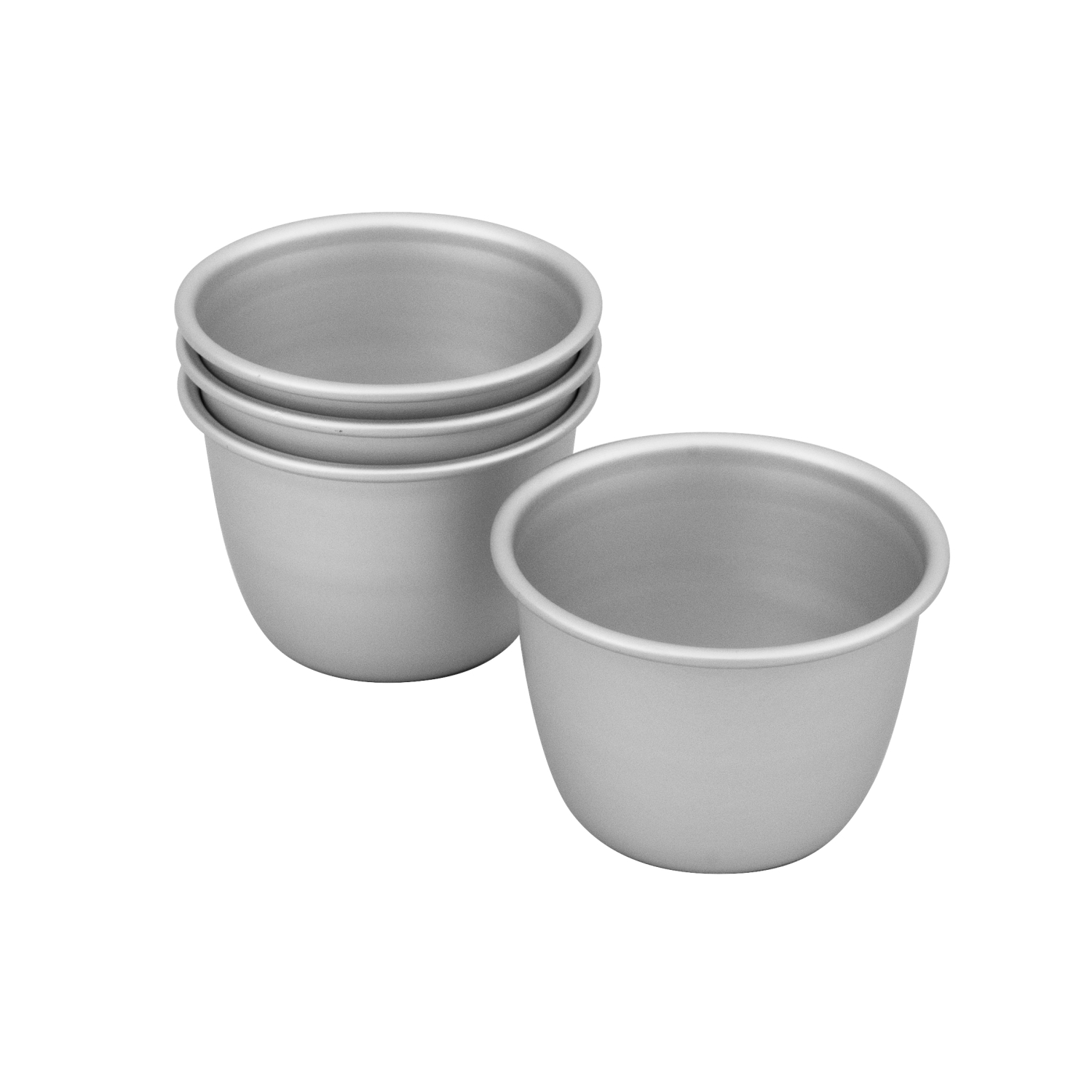 Bakemaster Silver Anodised Set of 4 Pudding 7.5x6cm-3