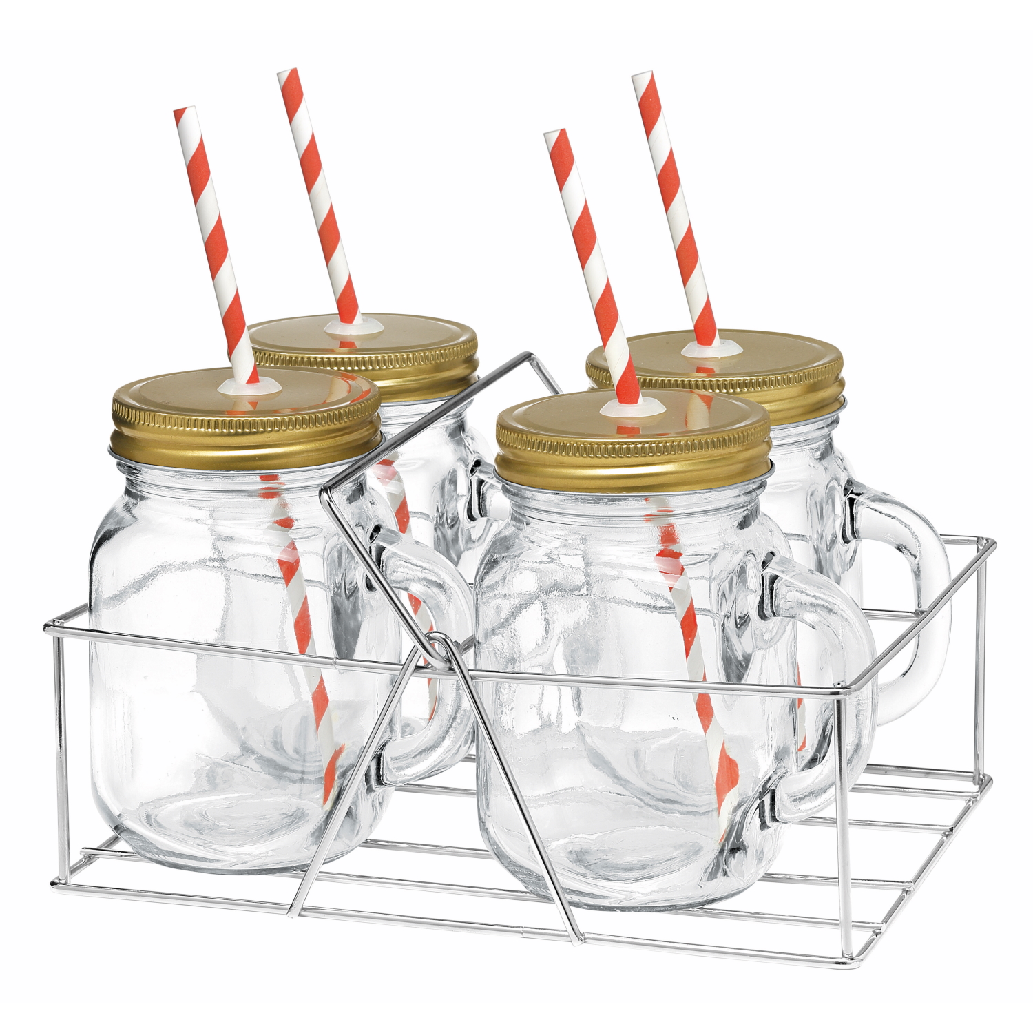 Avanti Mason Jar w/Handle 400ml Set 4-3