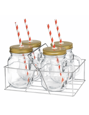 Avanti Mason Jar w/Handle 400ml Set 4