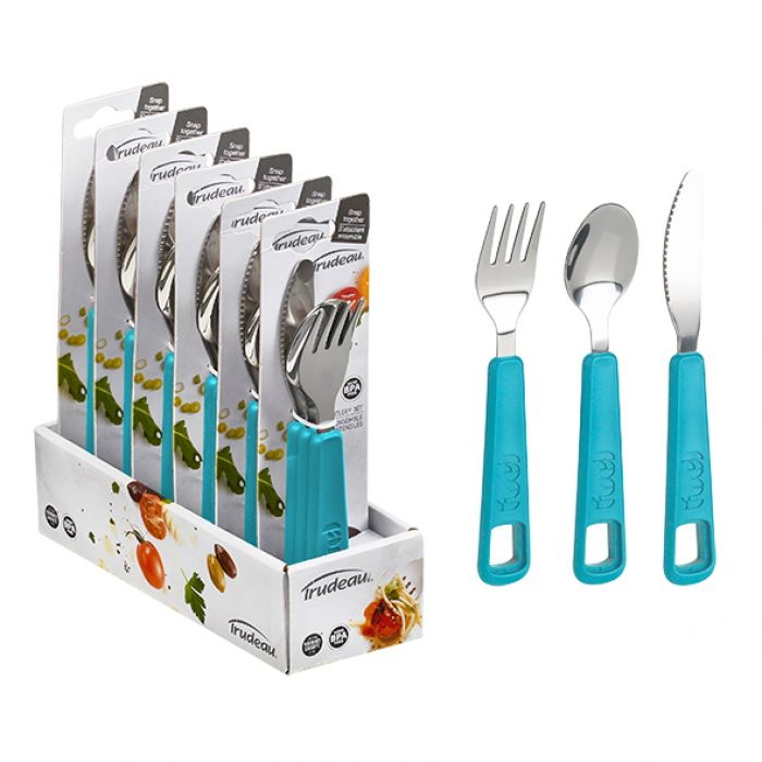 Trudeau Fuel 3 Piece Snap Cutlery Set - Tropical Blue-2