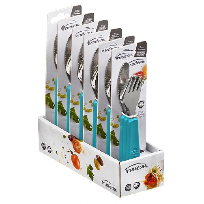 Trudeau Fuel 3 Piece Snap Cutlery Set - Tropical Blue-3