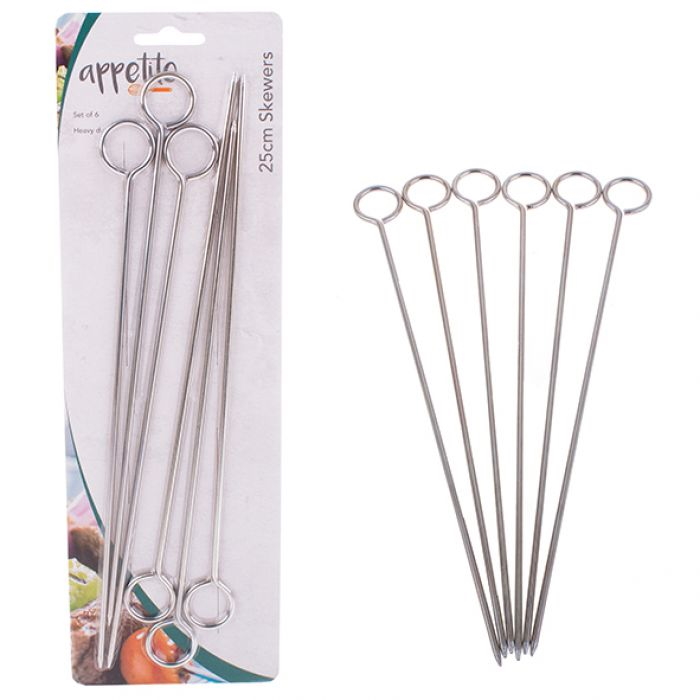 Appetito Chrome Skewers 25cm Set 6-1