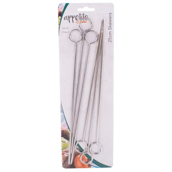 Appetito Chrome Skewers 25cm Set 6