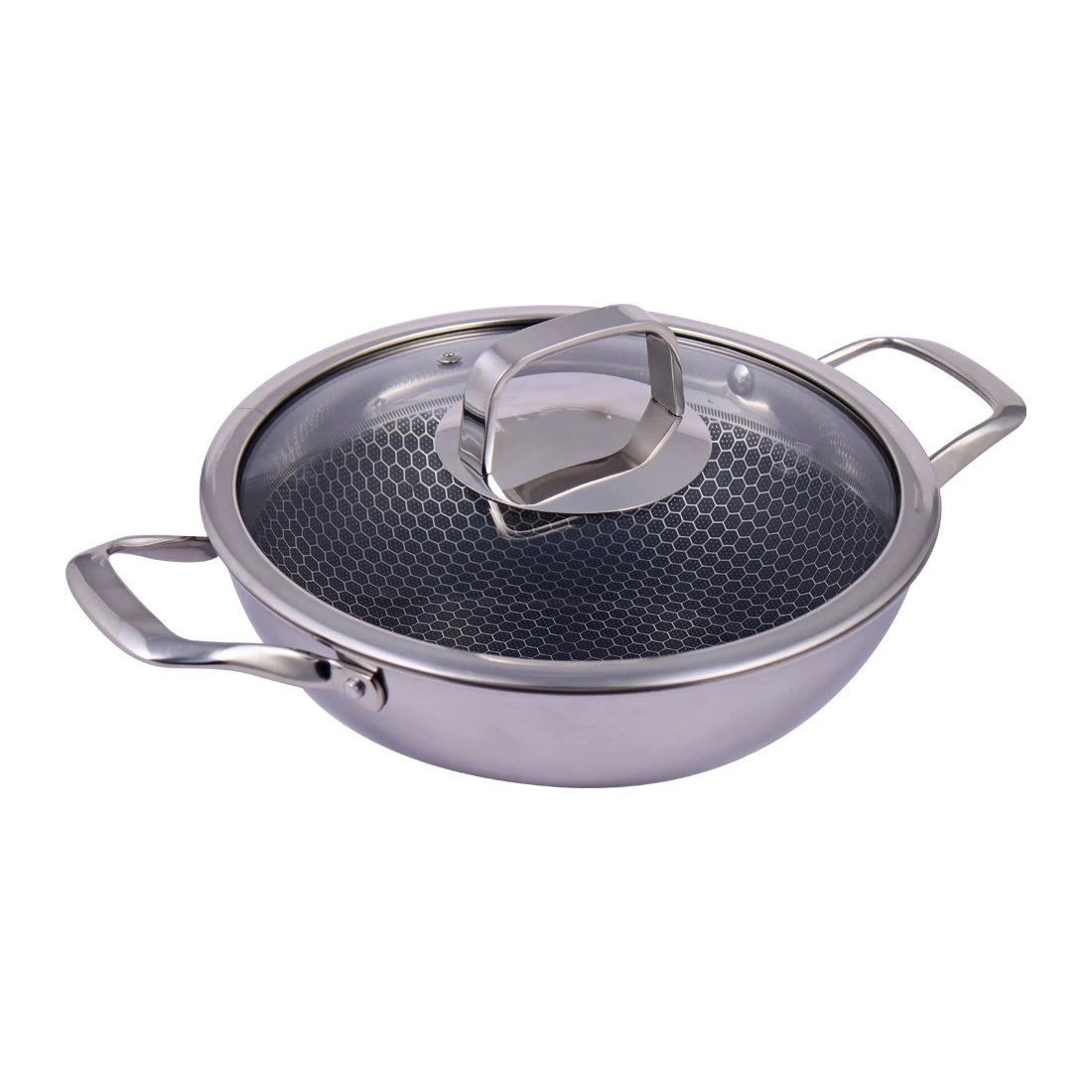 Wonderchef Stanton Stainless Steel Nonstick Kadhai With Lid- 28cm 3.4L-1