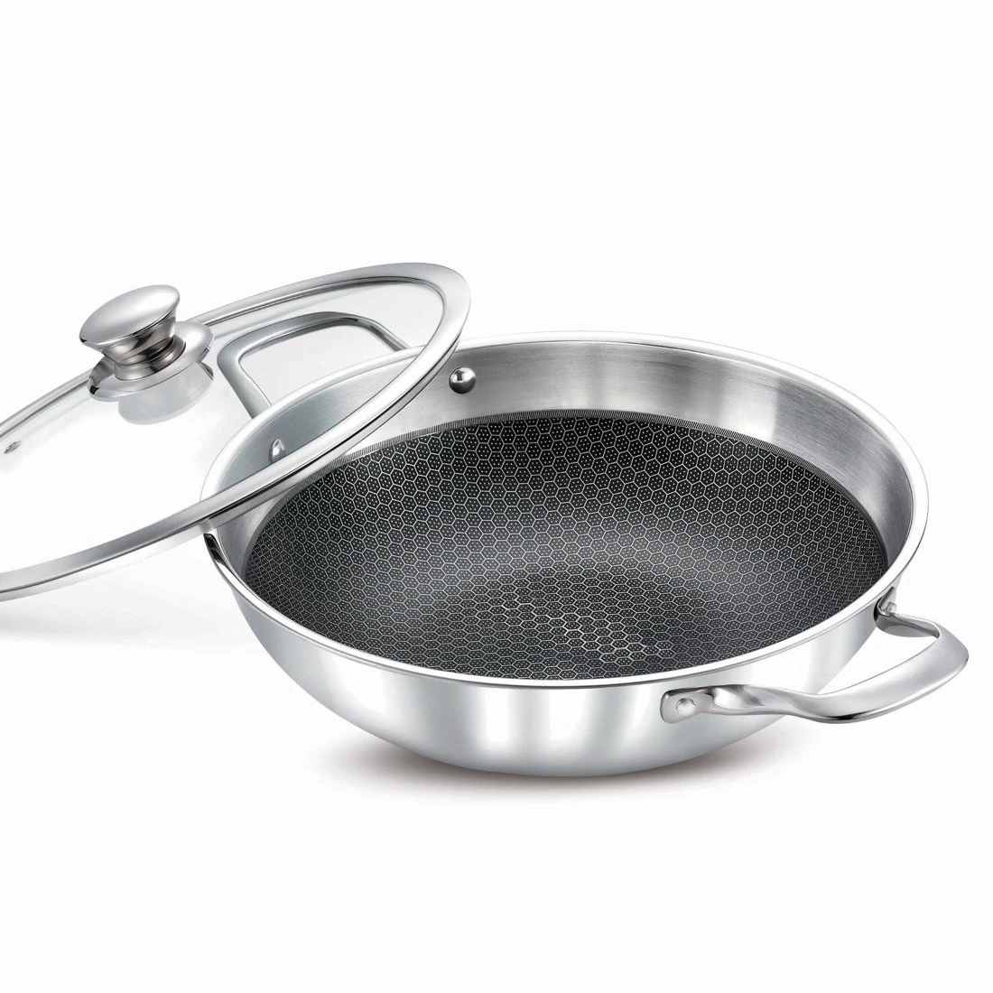 Wonderchef Stanton Stainless Steel Nonstick Kadhai With Lid- 28cm 3.4L-2