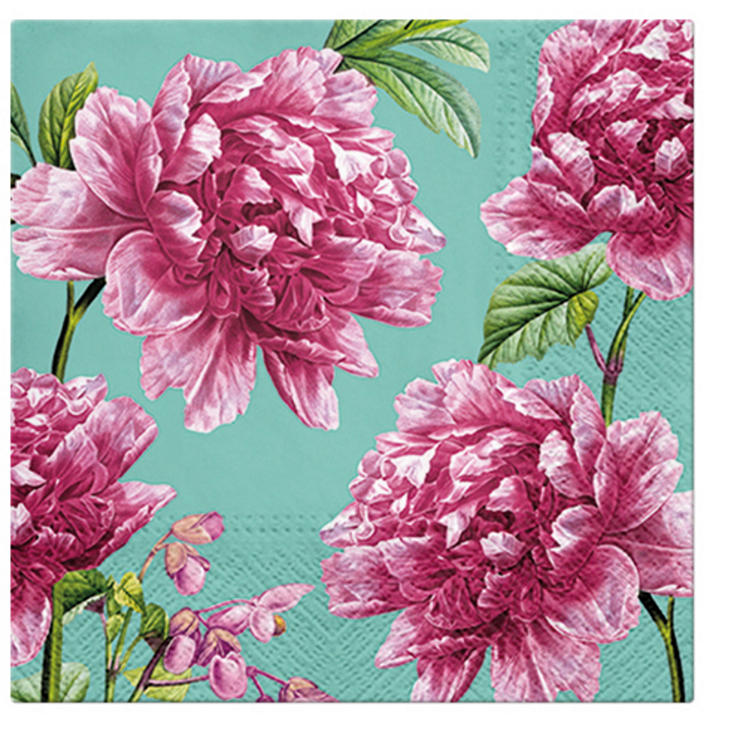 Paw Lunch Napkins 33cm BEAUTIFUL PEONIES - Pack of 20