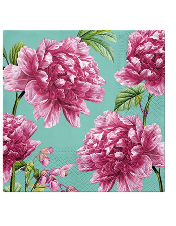 Paw Lunch Napkins 33cm BEAUTIFUL PEONIES - Pack of 20