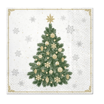  Paw Lunch Napkins 33cm  FROSTY TREE