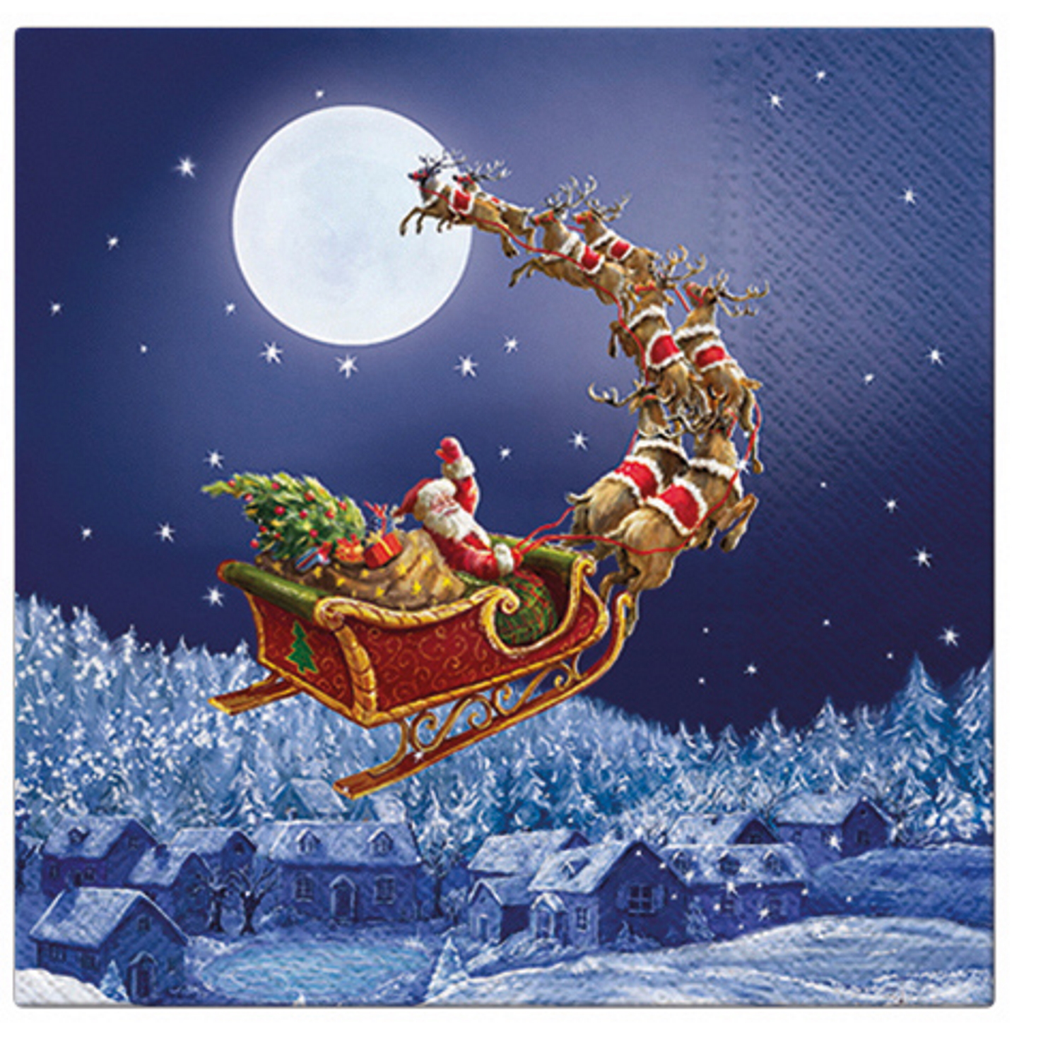 Paw Lunch Napkins 33cm CHRISTMAS SLEIGH