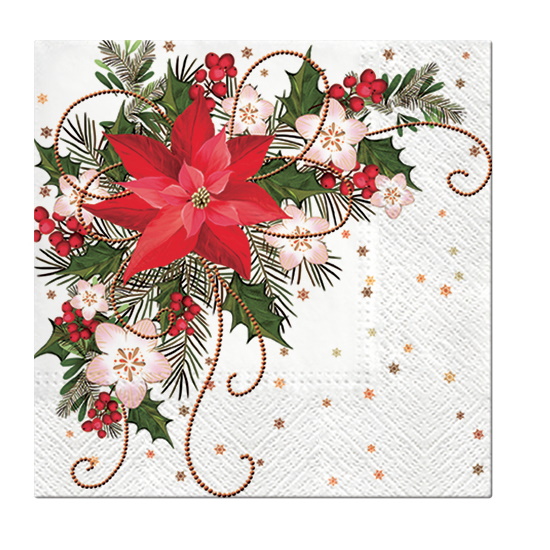 Paw Lunch Napkins 33cm POINSETTIA-1
