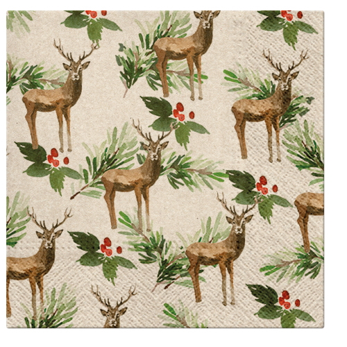 Paw Lunch Napkins 33cm WE CARE DEERS -3