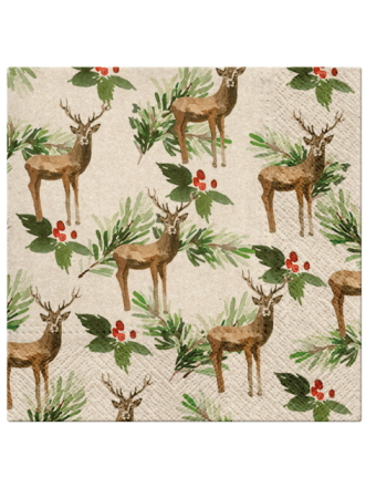 Paw Lunch Napkins 33cm WE CARE DEERS 
