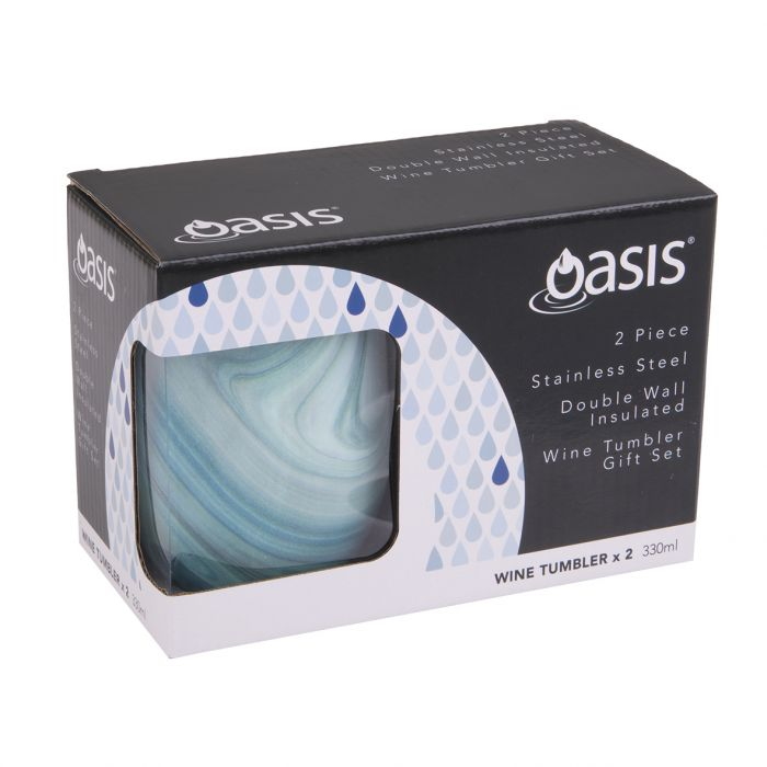 Oasis 2 Piece Stainless Steel Double Wall Insulated Wine Tumbler Gift Set - Whitehaven-4
