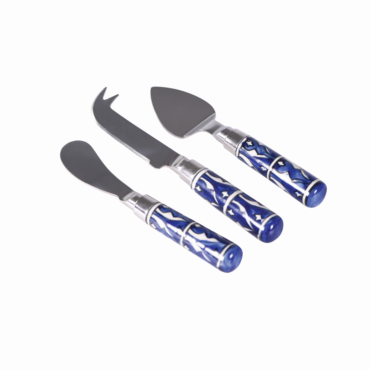Wilkie Brothers 3 Piece Cheese Knife Set With Ceramic Mosaic Handles-2