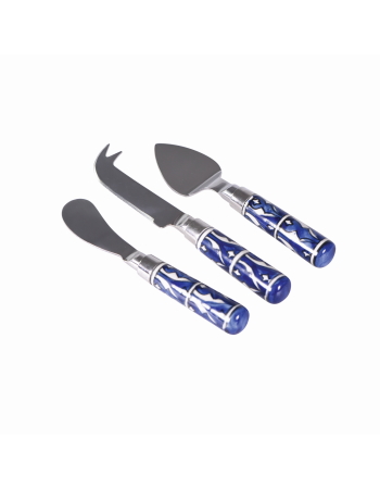 Wilkie Brothers 3 Piece Cheese Knife Set With Ceramic Mosaic Handles