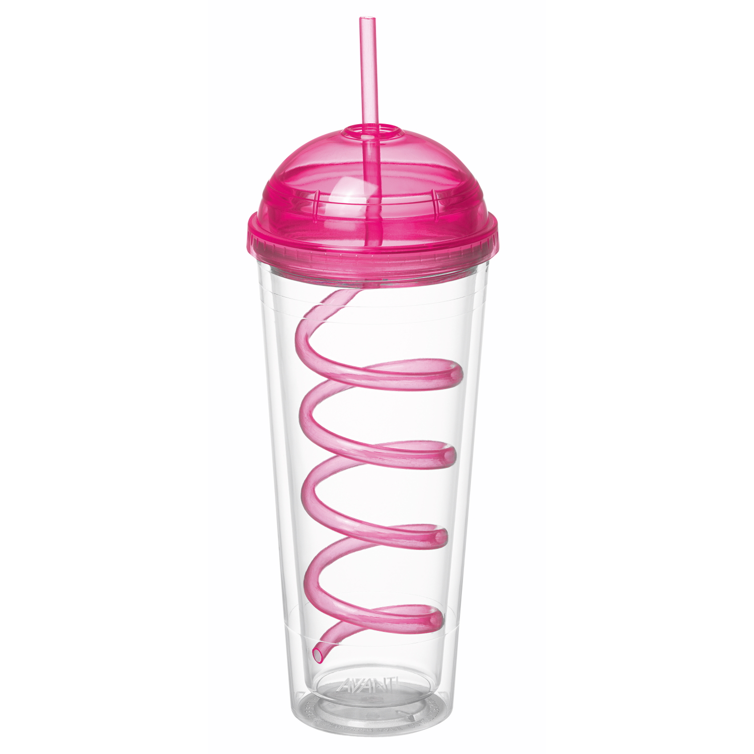 Avanti Twin Wall Tumbler with Spiral Straw 600ml Pink-3