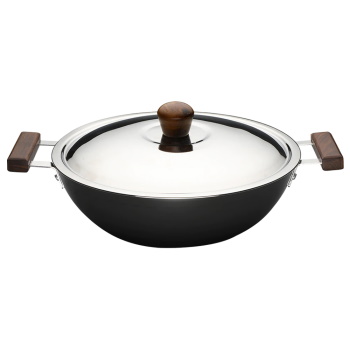 Wonderchef Ebony Hard Anodized Wok With Lid - 28cm 4.5L