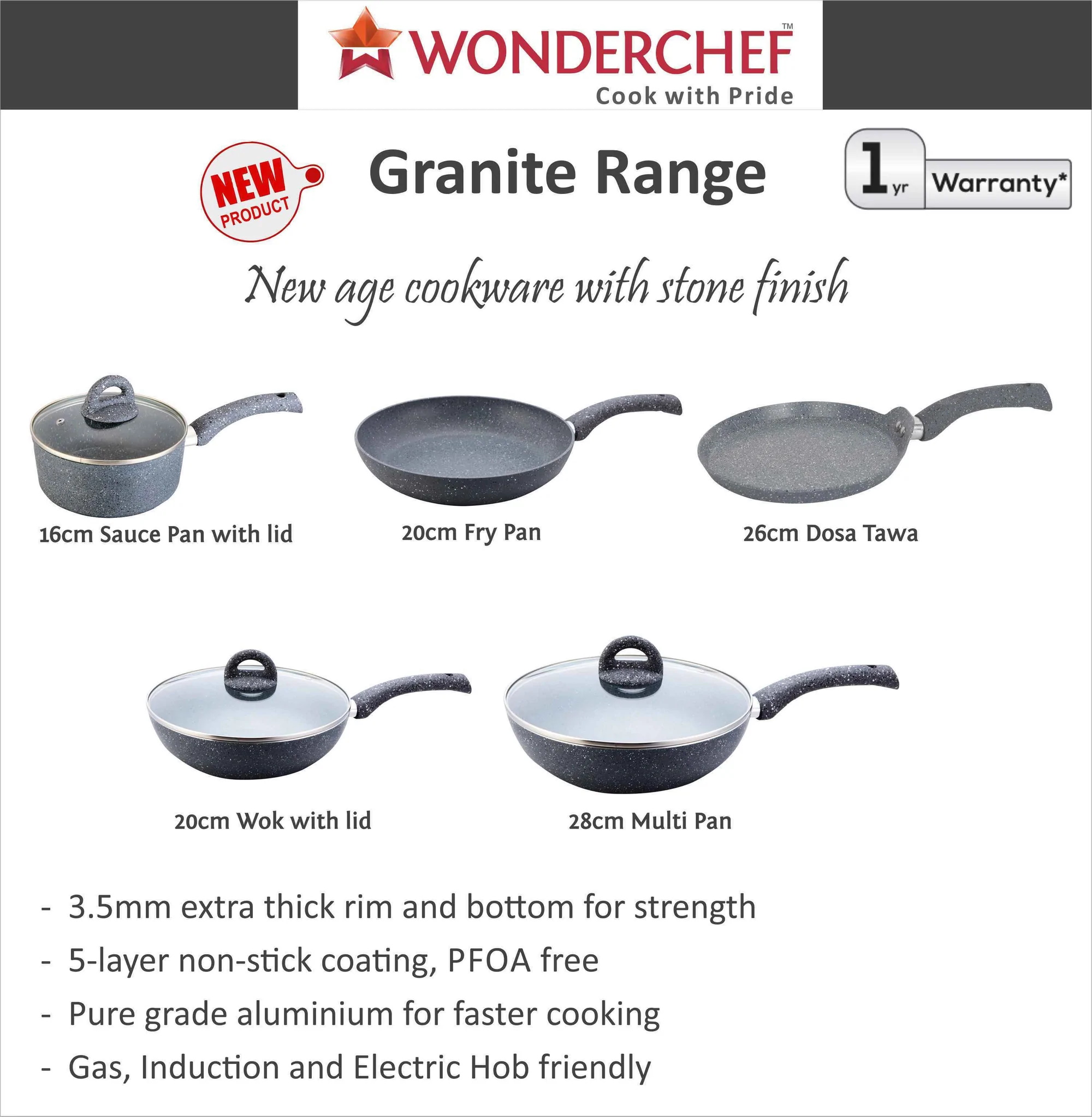 Wonderchef Granite Range Fry Pan 20cm 1.2L-4