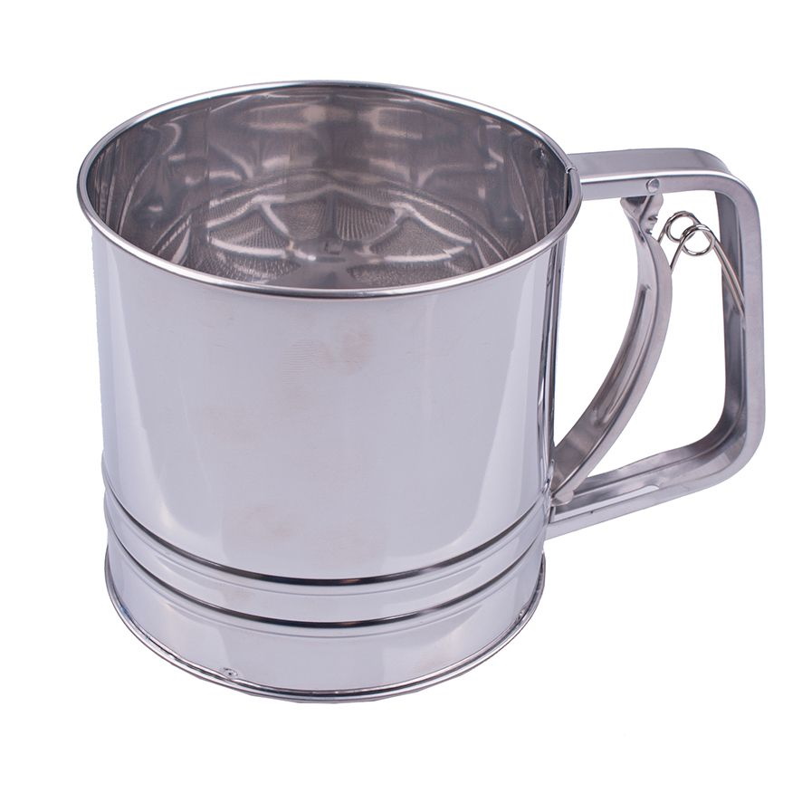 Appetito Stainless Steel 5 Cup Squeeze Action Flour Sifter-4