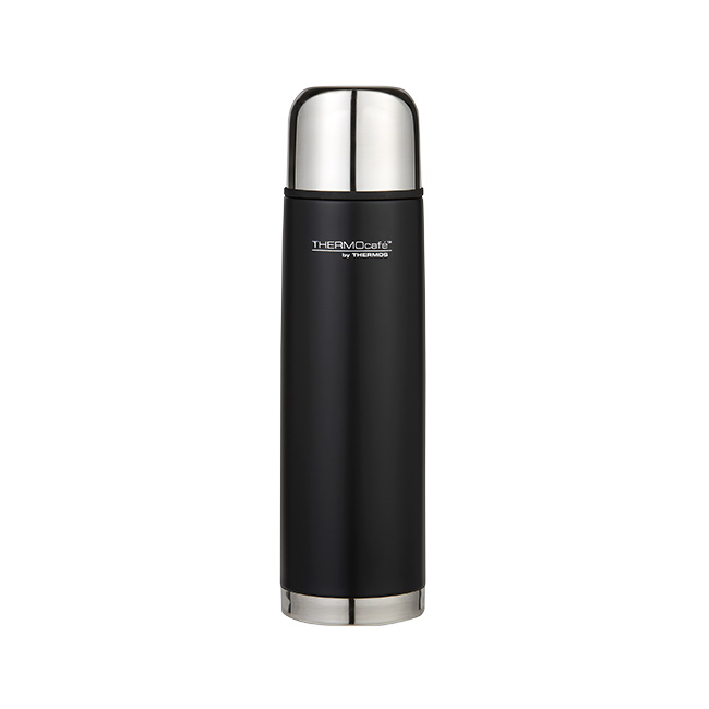 Thermos THERMOcafe Stainless Steel Slimline Flask Matte Black 1L