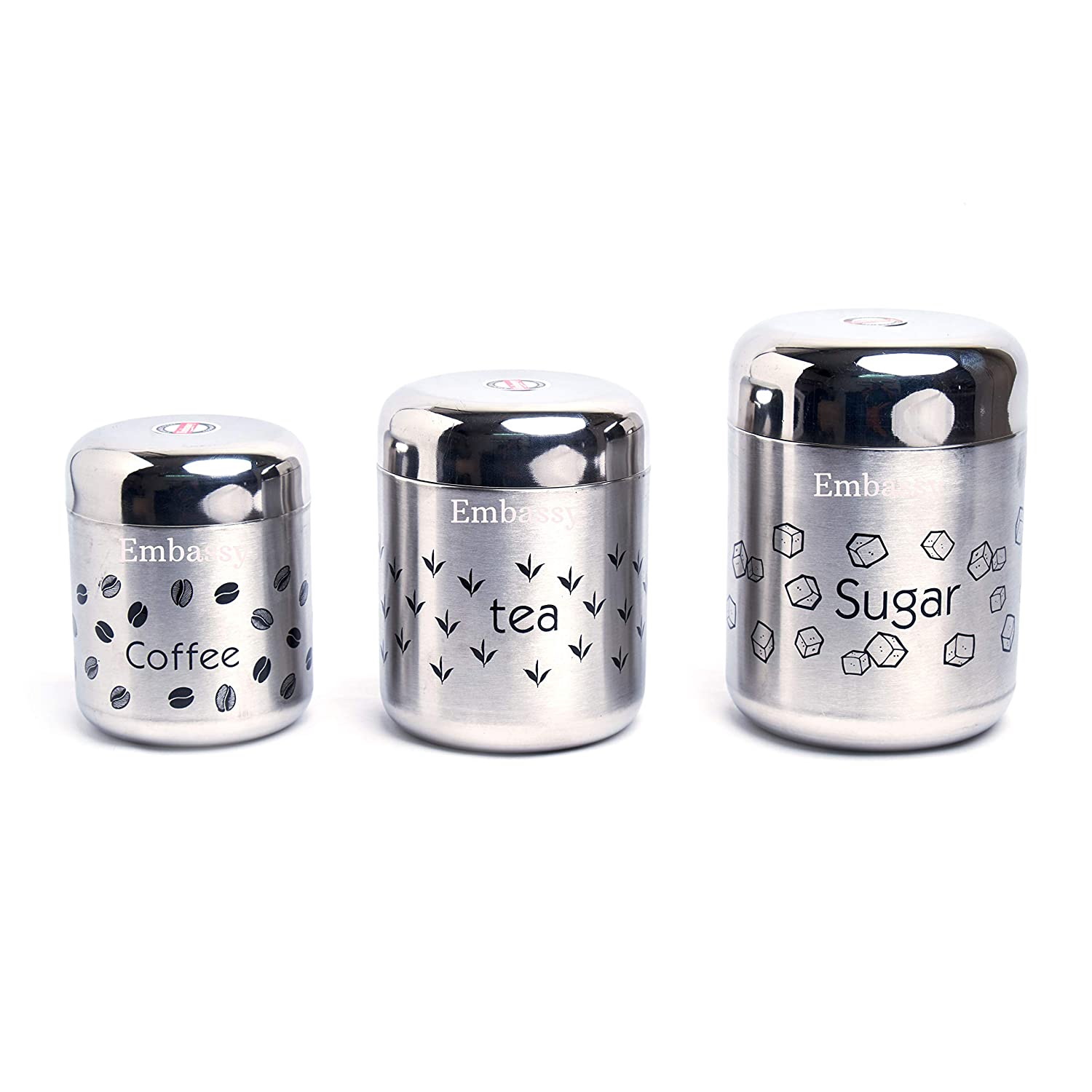 Embassy Canisters - Sugar, Tea, Coffee 3 Pcs Set