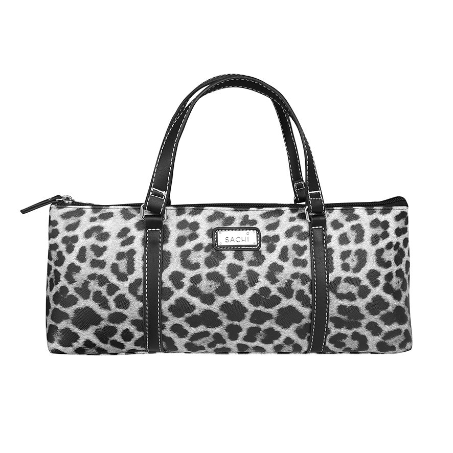 Sachi Insulated Wine Purse - Leopard Grey