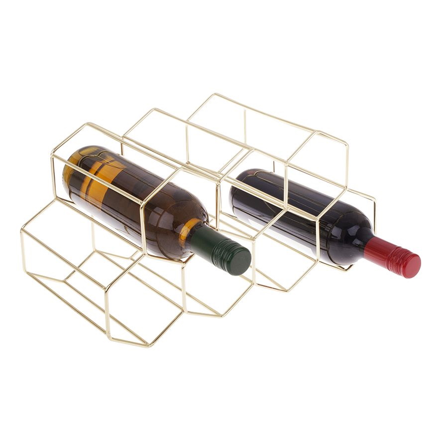 Bartender Hexagonal Wine Rack 9 Bottle - Gold-3