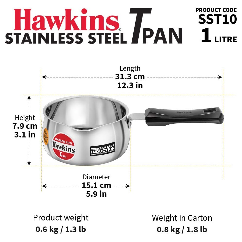 Hawkins Stainless Steel Saucepan 1L SST10-3