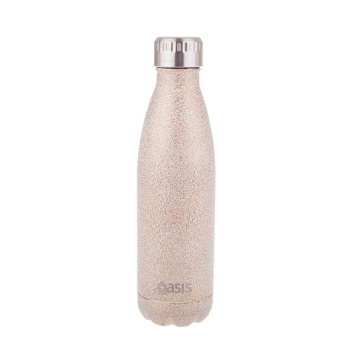 Oasis Shimmer Stainless Steel Double Wall Insulated Drink Bottle 500ml Champagne
