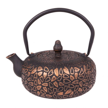 Teaology Cast Iron Teapot 600ml Hearts Black Bronze