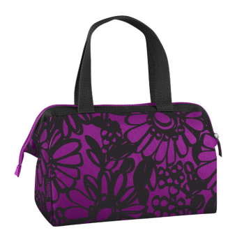 Thermos Fashion 6 Can Mini Duffle - Black/Purple Flowers