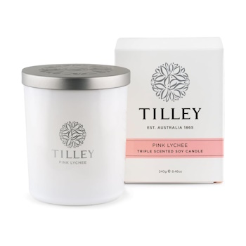 Tilley Classic White Soy Wax Candle 240g  Pink Lychee