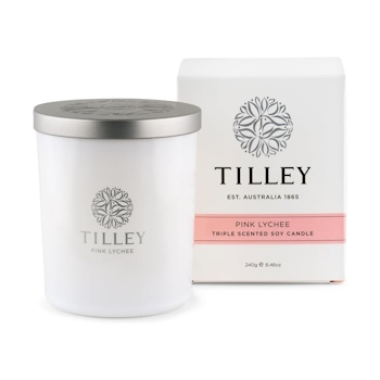  Tilley Classic White Soy Wax Candle 240g  Pink Lychee
