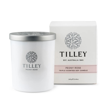 Tilley Classic White Soy Wax Candle 240g Peony Rose