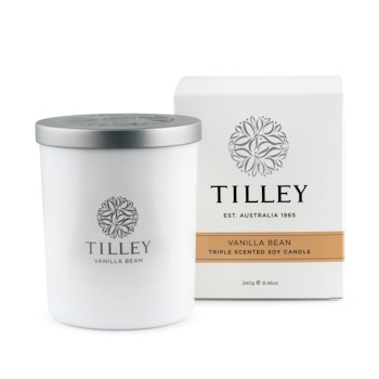Tilley Classic White Soy Wax Candle 240g Vanilla Bean