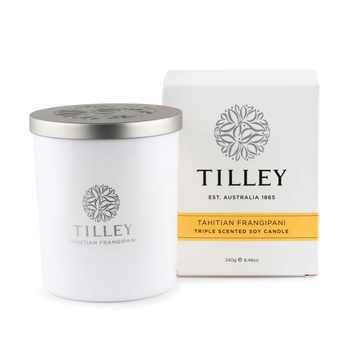 Tilley Classic White Soy Wax Candle 240g Tahitian Frangipani