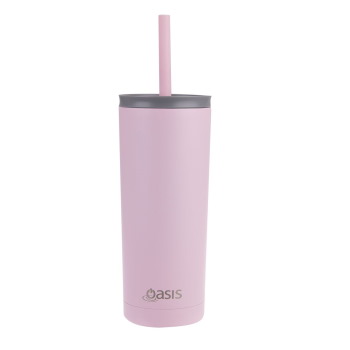 Oasis Super Sipper Insulated Tumbler W Silicone Head Straw 600ml - Carnation