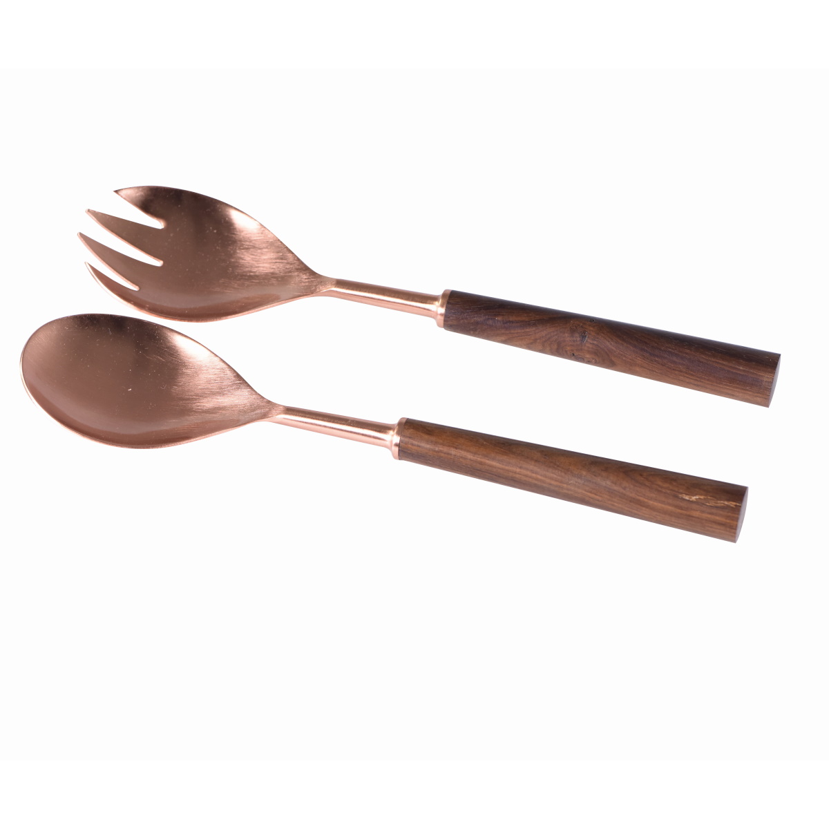 Wilkie Brothers 2 Piece Salad Serving Set Rose finish With Wood Handles-3